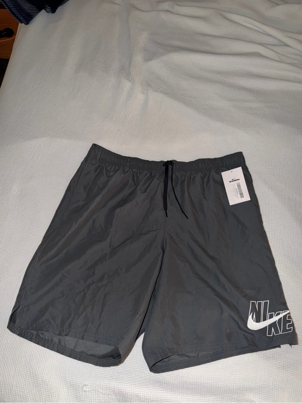 Nike Men's Charcoal Gray Swim Trunks with Logo